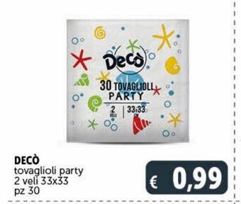 Deco Supermercati Deco tovaglioli party 2 veli 33x33 pz 30 offerta