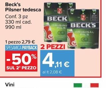 Carrefour Market Beck's pilsner tedesca offerta