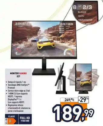 Unieuro Monitor Gaming X27 offerta
