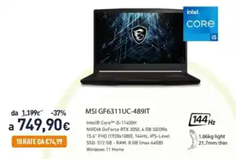 Unieuro MSI GF6311UC-489IT offerta