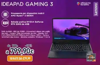 Unieuro Lenovo Ideapad Gaming 3 offerta