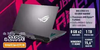 Unieuro Rog Strix G15 G513RW-HQ098W offerta