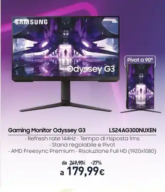 Unieuro Samsung Gaming Monitor Odyssey G3 / LS24AG300NUXEN offerta