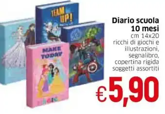 IperFamila Diario scuola 10 mesi cm 14x20 offerta