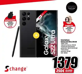 MediaWorld Samsung Galaxy Smartphone S22 Ultra 256 GB offerta