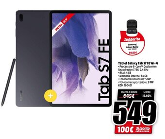 MediaWorld Samsung Tablet Galaxy Tab S7 Fe Wi-Fi offerta