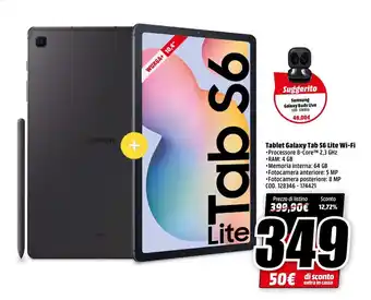 MediaWorld Samsung Tablet Galaxy Tab S6 Lite Wi-Fi offerta