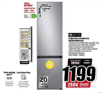 MediaWorld Samsung Frigorifero Combinato RB38A7B6BS9/EF offerta
