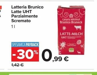 Carrefour Market Latteria brunico latte uht parzialmente scremato offerta