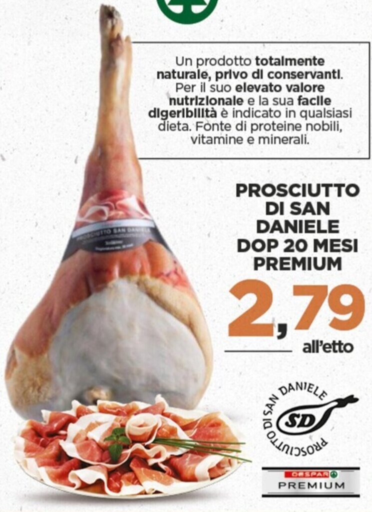 Prosciutto di San Daniele DOP 20 mesi premium offerta di Interspar
