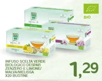 Interspar Despar Infuso Scelta Verde Biologico zenzero e limone/malva/melissa x20 bustine offerta