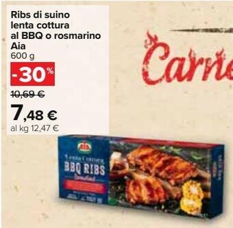 Carrefour Iper Ribs di suino lenta cottura al bbq o rosmarino aia offerta