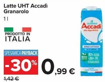 Carrefour Iper Latte uht accadì granarolo offerta