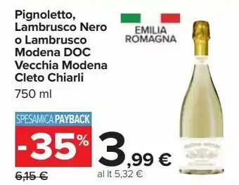 Pignoletto lambrusco modena doc vecchia modena cleto chiarli