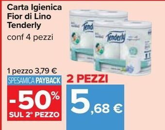 Carrefour Iper Carta igienica fior di lino tenderly offerta