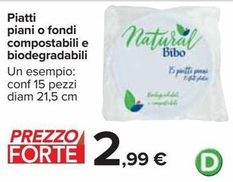 Piatti piani o fondi compostabili e biodegradabili
