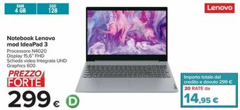 Carrefour Iper Notebook lenovo mod ideapad 3 offerta
