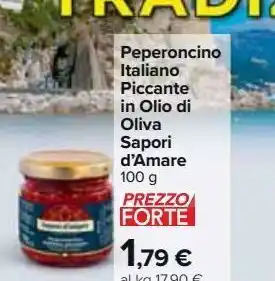 Peperoncino italiano piccante in olio di oliva sapori d'amare