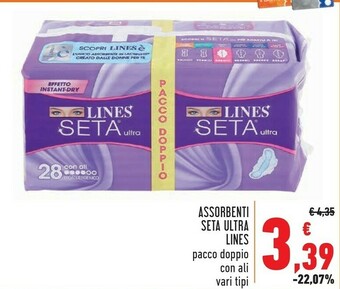 Conad Lines Assorbenti Seta Ultra Pacco Doppio Con Ali Vari Tipi offerta
