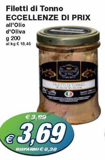 Prix Quality Eccellenze di Prix Filetti di Tonno 200 g offerta