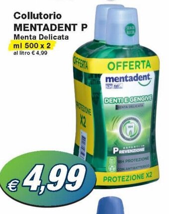 Prix Quality Mentadent P Collutorio Menta Delicata 500 ml x 2 offerta