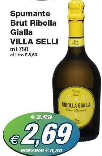 Prix Quality Villa Selli Spumante Brut Ribolla Gialla 750 ml offerta