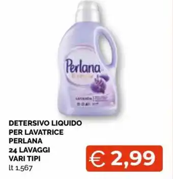 Mercatò Perlana Detersivo liquido per lavatrice 24 lavaggi vari tipi 1,567 lt offerta