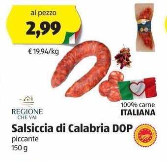 ALDI Salsiccia di calabria dop offerta