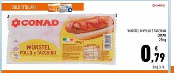 Conad Wurstel di pollo e tacchino conad offerta