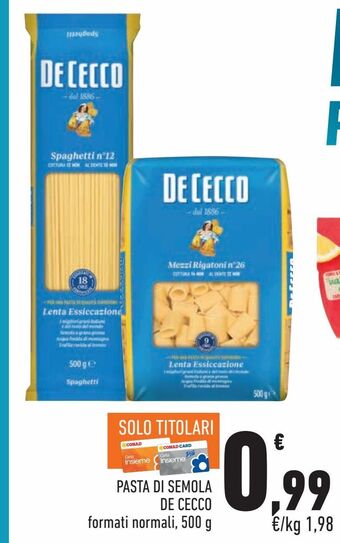 Conad City Pasta di semola de cecco offerta