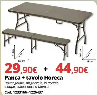 Panca + Tavolo Horeca