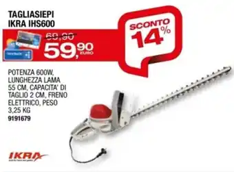 Bricofer Ikra Tagliasiepi IHS600 offerta