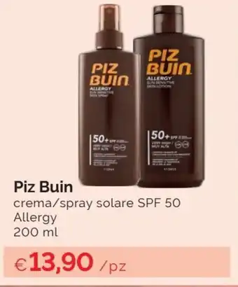 Prodet Piz Buin crema/spray solare SPF 50 Allergy 200 ml offerta
