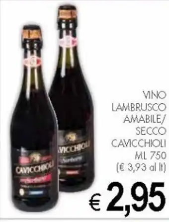 PrestoFresco Vino Lambrusco Amabile/Secco Cavicchioli ml 750 offerta