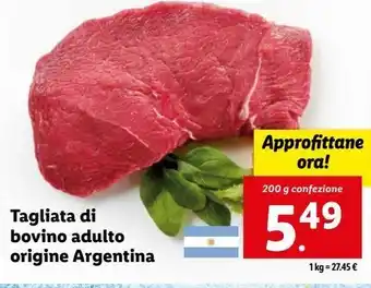 Lidl Tagliata di bovino adulto origine argentina offerta