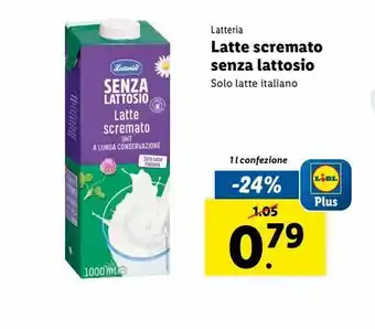 Lidl Latte scremato senza lattosio offerta
