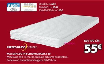 JYSK Materasso in schiuma basic f30 offerta