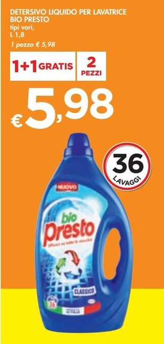 Bennet Detersivo liquido per lavatrice bio presto offerta