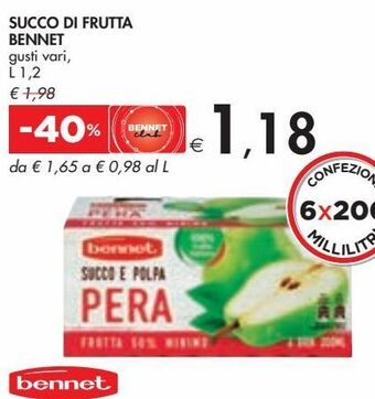 Bennet Succo di frutta bennet offerta