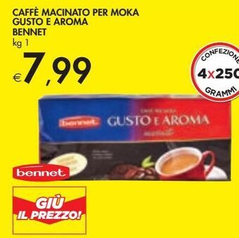 Bennet Caffé macinato per moka gusto e aroma bennet offerta