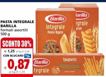 Il Gigante Pasta integrale barilla offerta