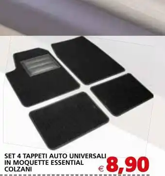Set 4 tappeti auto universali in moquette essential colzani