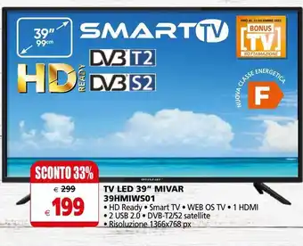 Il Gigante Tv led 39" mivar 39hmiws01 offerta