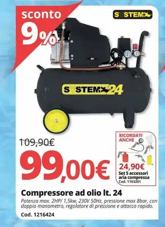 Brico Io Compressore ad olio lt 24 offerta