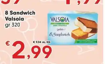Despar 8 sandwich valsoia gr 320 offerta