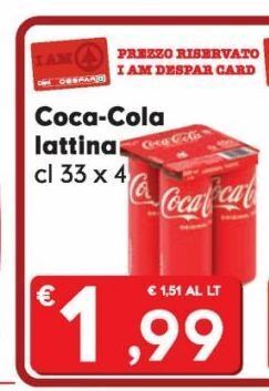Despar Coca-cola lattina cl 33 x 4 offerta