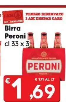 Despar Birra peroni cl 33 x3 offerta