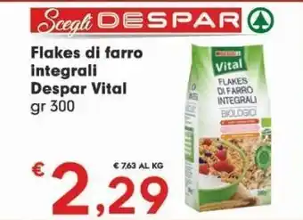 Eurospar Flakes di farro integrali despar vital gr 300 offerta