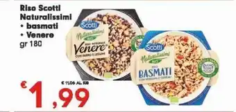 Eurospar Riso scotti naturalissimi basmati, venere gr 180 offerta