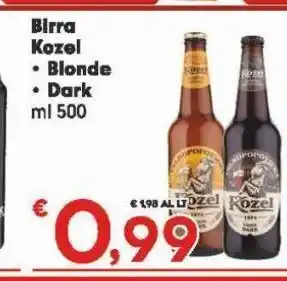 Eurospar Birra kozel blonde, dark ml 500 offerta